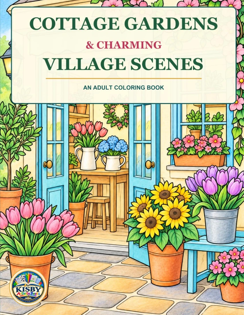 Cottage Gardens and Charming Village Scenes: An Adult Coloring Book